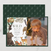 Invitation Wild one safari thème photo premier anniversaire (Devant / Derrière)
