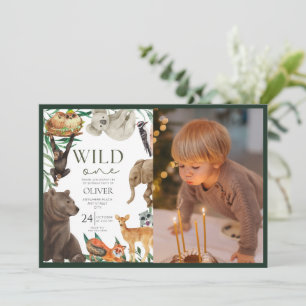 Invitation Wild one safari thème photo premier anniversaire