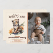 Invitation Wild One Safari Thème premier anniversaire (Devant / Derrière)
