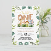 Invitation Wild One Safari verdure Jungle 1er anniversaire fê (Debout devant)