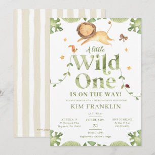 Invitation Wild One Safari vert Baby shower neutre genre