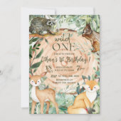 Invitation Wild One Safari Woodland 1er anniversaire Invitati (Devant)