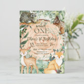 Invitation Wild One Safari Woodland 1er anniversaire Invitati (Debout devant)