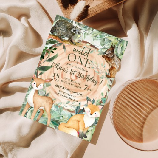 Invitation Wild One Safari Woodland 1er anniversaire Invitati