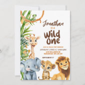 Invitation Wild One Savannah Safari animal garçon premier ann (Devant)