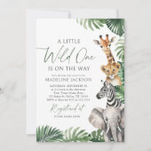 Invitation Wild One Sur Le Chemin Baby shower Safari (Devant)