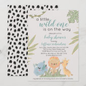 Invitation Wild One Sur Le Chemin Safari Animaux Baby shower (Devant / Derrière)