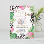 Invitation Wild One, Swan Fleur Feuilles premier anniversaire (Debout devant)