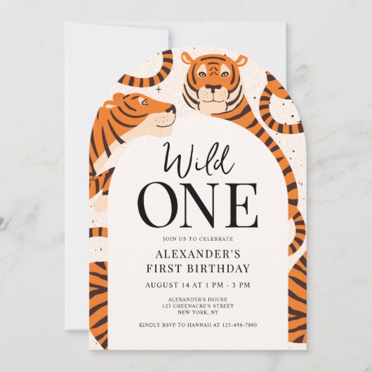 Invitation Wild One Tiger 1er anniversaire (Devant)