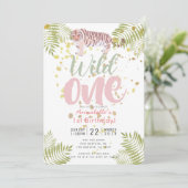 Invitation Wild One Tiger Rose Girl 1er anniversaire Invitati (Debout devant)
