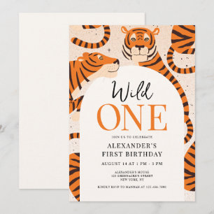 Invitation Wild One Tiger Safari 1er anniversaire fête