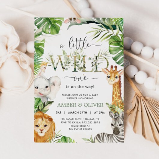 Invitation Wild One Tropical Jungle Boho Safari Baby Shower