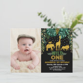 Invitation Wild One Tropical Jungle Safari 1ère fête d'annive (Debout devant)