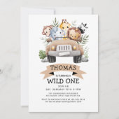 Invitation Wild One Tropical Jungle Safari Anniversaire (Devant)