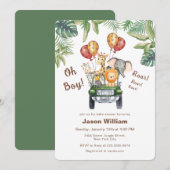 Invitation Wild One Tropical Jungle Safari Boy Baby Shower  (Devant / Derrière)