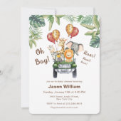 Invitation Wild One Tropical Jungle Safari Boy Baby Shower  (Devant)