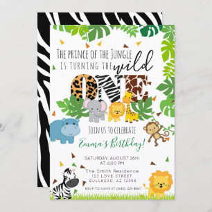 Invitation Wild One Tropical Safari animal 1er anniversaire