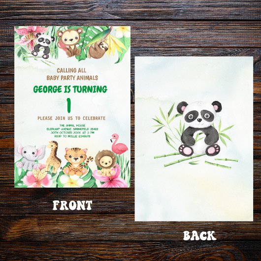 Invitation Wild One Tropical Safari Jungle Animaux Anniversai