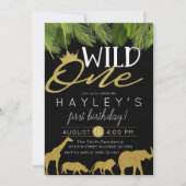 Invitation Wild One Tropical Wild Things Black White (Devant)