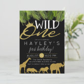 Invitation Wild One Tropical Wild Things Black White (Debout devant)