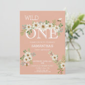 Invitation Wild One Watercolor Daisy Premier anniversaire Inv (Debout devant)