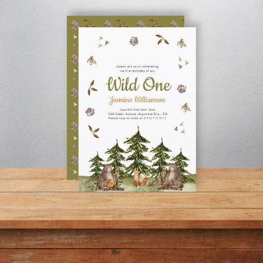 Invitation Wild One woland Thème aquarelle fête d'anniversair