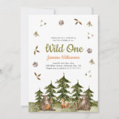 Invitation Wild One woland Thème aquarelle fête d'anniversair (Devant)