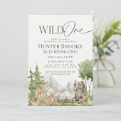 Invitation Wild One Woodland Animaux 1er Anniversaire Invitat (Debout devant)