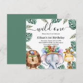 Invitation Wild One Woodland Animaux Forêt 1er Anniversaire I (Devant / Derrière)