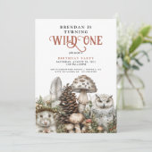 Invitation Wild One Woodland Animaux Garçon 1er anniversaire (Debout devant)