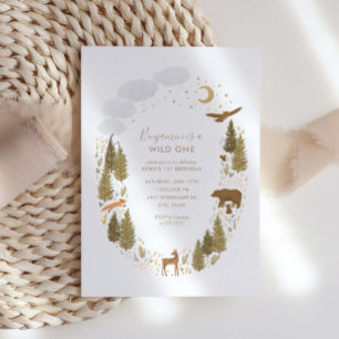 Invitation Wild One Woodland Birthday Party