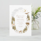 Invitation Wild One Woodland Birthday Party (Debout devant)