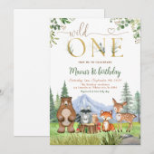 Invitation Wild One Woodland Créations Anniversaire (Devant / Derrière)