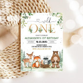 Invitation Wild One Woodland Créatures Anniversaire