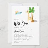 Invitation Wild One Woodland mignon animal Safari Baby shower (Devant)