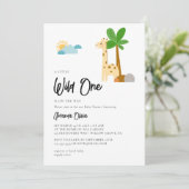 Invitation Wild One Woodland mignon animal Safari Baby shower (Debout devant)