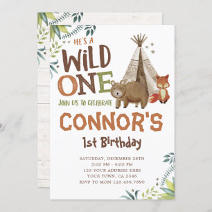 Invitation Wild One, Woodland, Tribal