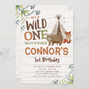 Invitation Wild One, Woodland, Tribal