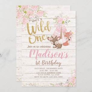 Invitation Wild One, Woodland, Tribal