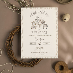 Invitation Wild One Zebra Safari Baby shower non sexiste
