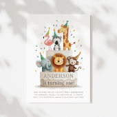 Invitation Wild One Zoo Animals Neutral First Birthday Party