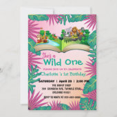 Invitation Wild One Zoo jungle 1st Animaux Réserver Enfants d (Devant)