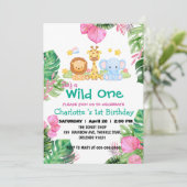 Invitation Wild One Zoo jungle arc-en-ciel 1er Animaux Annive (Debout devant)