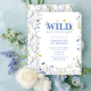 Invitation Wild & Onederful 1er anniversaire Fleur sauvage bl