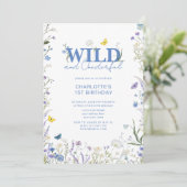 Invitation Wild & Onederful 1er anniversaire Fleur sauvage bl (Debout devant)