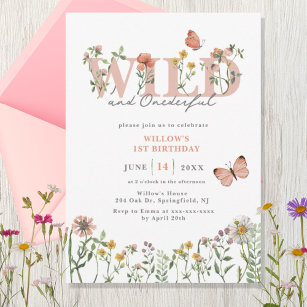 Invitation Wild & Onedering Fleur sauvage 1er anniversaire