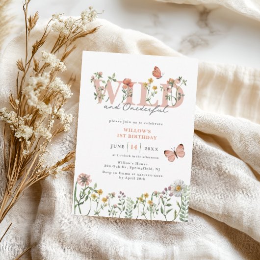 Invitation Wild & Onedering Fleur sauvage 1er anniversaire