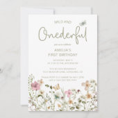 Invitation Wild & Onedering Fleur sauvage 1er anniversaire (Devant)