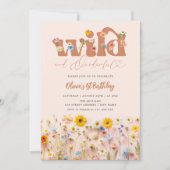 Invitation Wild & Onedering Fleur sauvage moderne 1er anniver (Devant)