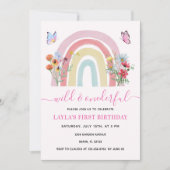 Invitation Wild & Onedering Fleur sauvage Rainbow 1er anniver (Devant)